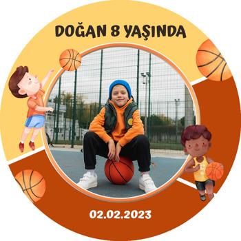 Basketbolcu Temalı Resimli Akrilik Daire Magnet