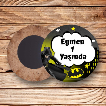 Batman ile Gotham Şehri Temalı Ahşap Daire Magnet