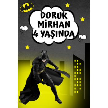 Batman ile Gotham Şehri Temalı Doğum Günü Afiş