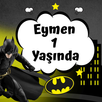 Batman ile Gotham Şehri Temalı Kare Doğum Günü Afiş