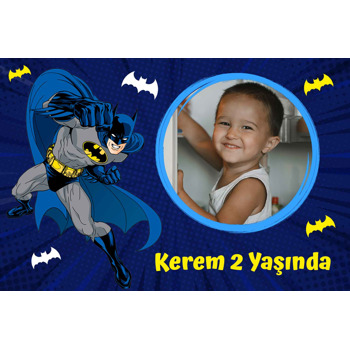 Batman Lacivert Fon Temalı Doğum Günü Afiş