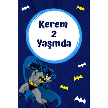 Batman Lacivert Fon Temalı Doğum Günü Afiş