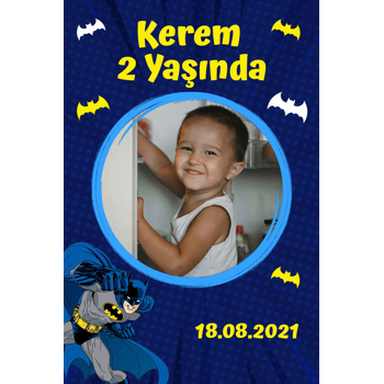 Batman Lacivert Fon Temalı Doğum Günü Afiş