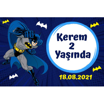 Batman Lacivert Fon Temalı Doğum Günü Magnet