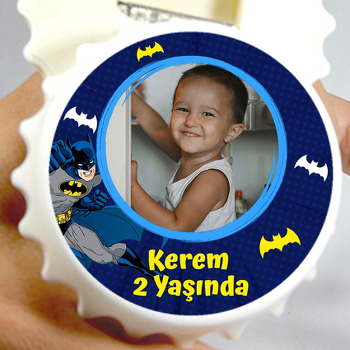 Batman Lacivert Fon Temalı Kapak Şekilli Magnet Açacak