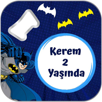 Batman Lacivert Fon Temalı Kare Magnet Açacak