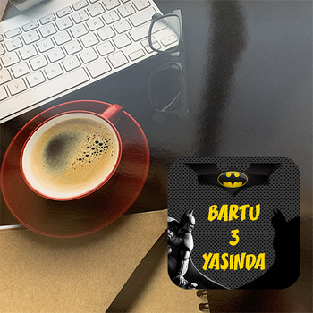 Batman Siyah Fon Temalı Bardak Altlığı