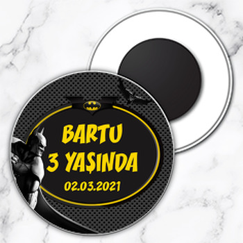 Batman Siyah Fon Temalı Daire Plastik Magnet