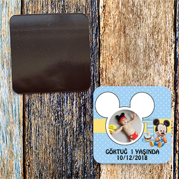 Bayby Mickey Temalı Kare Magnet