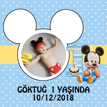 Bayby Mickey Temalı    Kare Parti Afiş