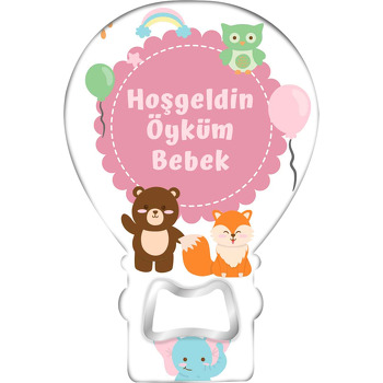 Baykuş Tilki ve Ayıcık ile Pembe Çerçeve Temalı Balon Magnet Açacak