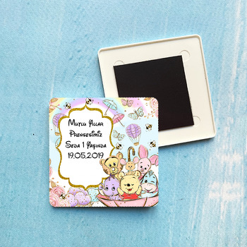 Baby Winnie The Pooh Temalı Plastik Kare Magnet