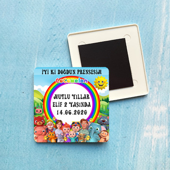 Cocomelon Temalı Plastik Kare Magnet