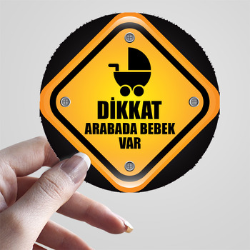 Bebek Arabası ile Dikkat Bebek Var Temalı Sticker