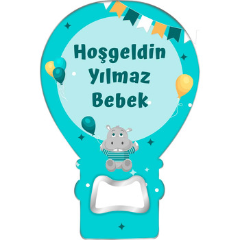 Bebek Hipopotam ile Yeşil BalonTemalı Balon Magnet Açacak