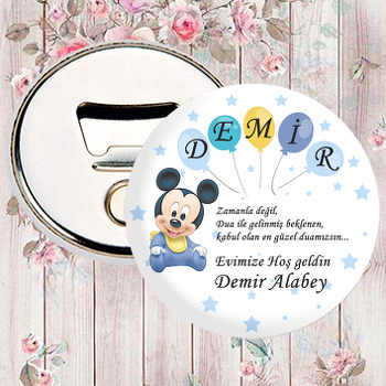 Bebek Mickey Mouse ile Beş Harfli Balon Temalı Magnet Açacak