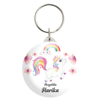 Bebek Unicorn ile Gökkuşağı Temalı Anahtarlık