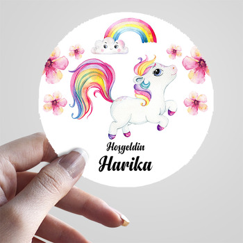 Bebek Unicorn ile Gökkuşağı Temalı Sticker