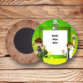 Ben 10 Temalı Ahşap Daire Magnet