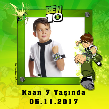 Ben 10 Temalı Doğum Günü   Kare Parti Afiş