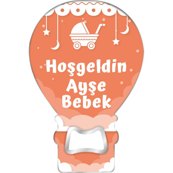 Beyaz Bebek Arabası ile Turuncu Fon Temalı Balon Magnet Açacak