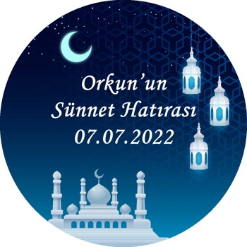 Beyaz Işıklar ile Mavi Fonda Sünnet Temalı Sticker