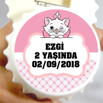 Beyaz Kedi Temalı Kapak Şekilli Magnet Açacak