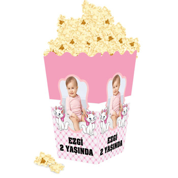 Beyaz Kedi Temalı Popcorn Kutusu