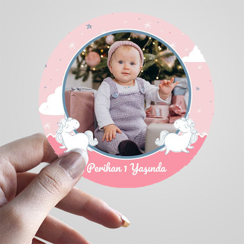 Beyaz Unicorn Temalı Sticker