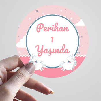 Beyaz Unicorn Temalı Sticker