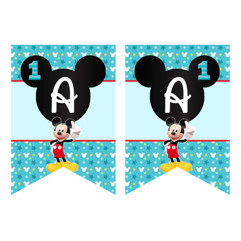 Bir Yaş Mickey Mouse Temalı Flama Banner