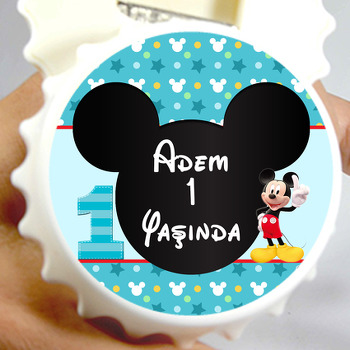 Bir Yaş Mickey Mouse Temalı Kapak Şekilli Magnet Açacak