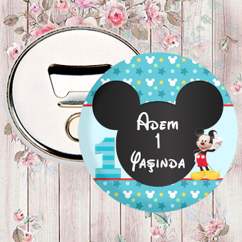 Bir Yaş Mickey Mouse Temalı Magnet Açacak