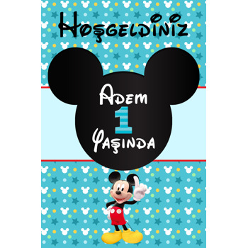 Bir Yaş Mickey MouseTemalı Doğum Günü Afiş