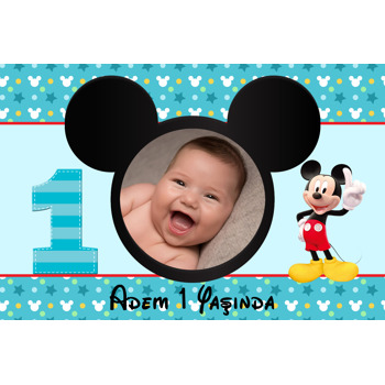 Bir Yaş Mickey MouseTemalı Doğum Günü Magnet