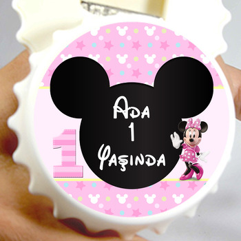 Bir Yaş Minnie Mouse Temalı Kapak Şekilli Magnet Açacak