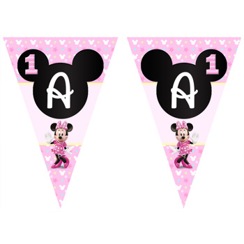 Bir Yaş Minnie Mouse Temalı Parti Banner