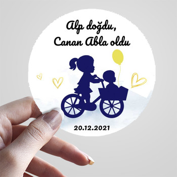 Bisikletli Abla Kardeş Temalı Sticker