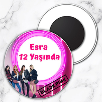 Blackpink Neon Çerçeve Temalı Daire Plastik Magnet