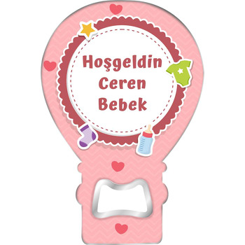 Bordo Çerçeve ile Pembe Fon Temalı Balon Magnet Açacak