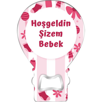 Bordo Pembe Bebek Eşyaları Çizgili Fon Temalı Balon Magnet Açacak