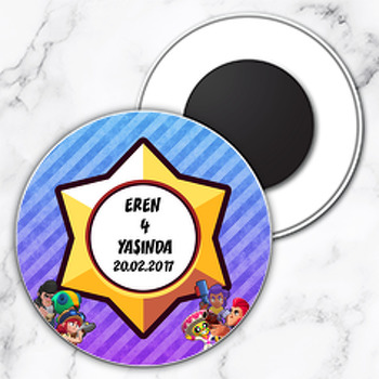 Brawl Star Temalı Daire Plastik Magnet