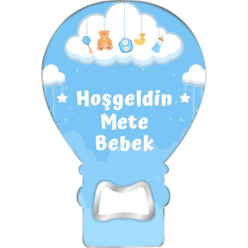 Bulut ile Bebek Eşyaları Mavi Fon Temalı Balon Magnet Açacak