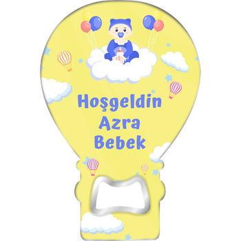 Bulutlar Üzerinde Bebek Sarı Fon Temalı Balon Magnet Açacak