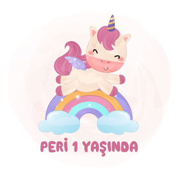 Bulutlar Üzerinde Soft Bebek Unicorn Temalı Sticker