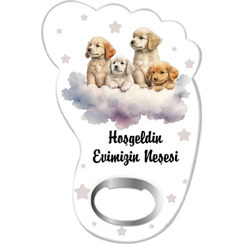 Bulutta Yavru Köpekler Temalı Ayak İzi Magnet Açacak