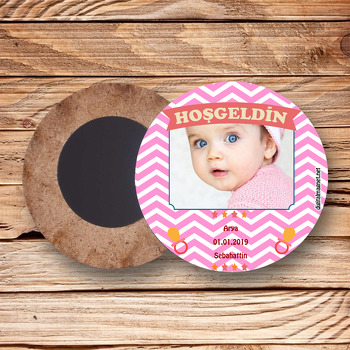 Canım Kızım Temalı Hoşgeldin Bebek Ahşap Daire Magnet