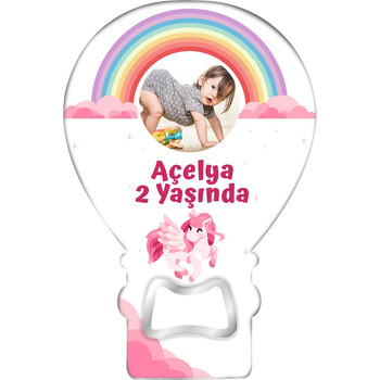 Çerçeve Üstü Gökkuşağı ile Unicorn Temalı Balon Magnet Açacak