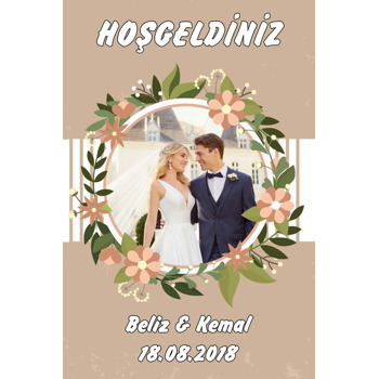 Çiçek Çerçeveli  Söz Nişan Nikah Afiş