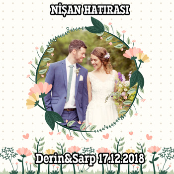 Çiçek Çerçeveli Söz Nişan Nikah Temalı Kare Parti Afiş